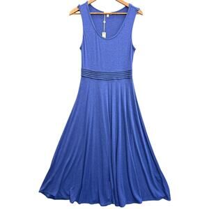 Max Studio Summer Blue Sleeveless Empire Waist Midi Dress Women Small
